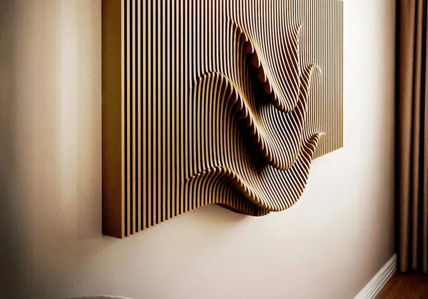 Parametric sculptural CNC wall panel